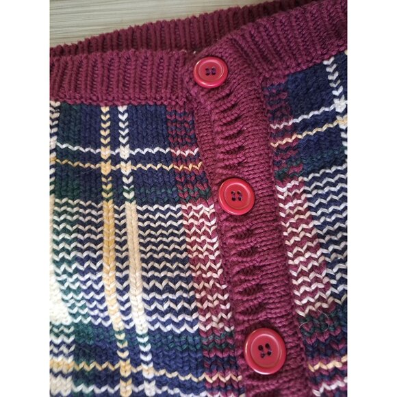 Northern Reflections S Womens Plaid Knit Button-Up Sweater Vest Cotton Preppy - Picture 4 of 8